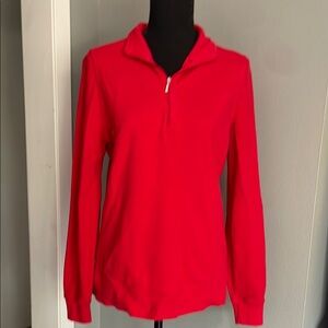 Izod Red Fitted Long Sleeve Quarter Zip Polo